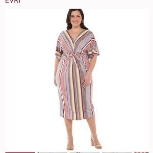 Gorgeous- Evri Plus Size striped dress.  MIDI length.